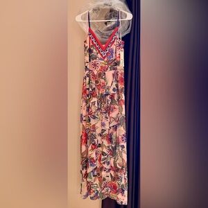 Eliza J Chiffon Floral Print Sleeveless Ruffle Sheath Maxi Dress - Multicolor